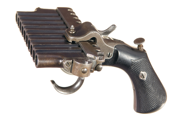 POTD: French Jarre 10-Shot Double Action Pinfire Harmonica Pistol POTD: French Jarre 10-Shot Double Action Pinfire Harmonica Pistol
