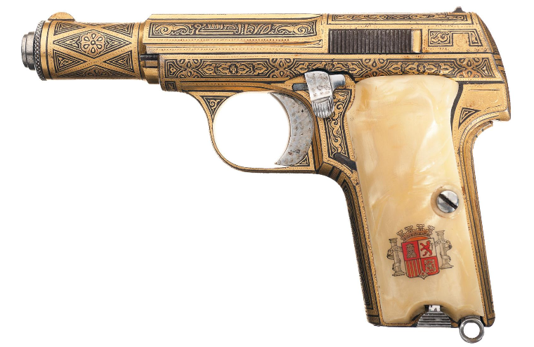 POTD: Extraordinary Gold Damascene Astra 300 Semi-Automatic Pistol POTD: Extraordinary Gold Damascene Astra 300 Semi-Automatic Pistol