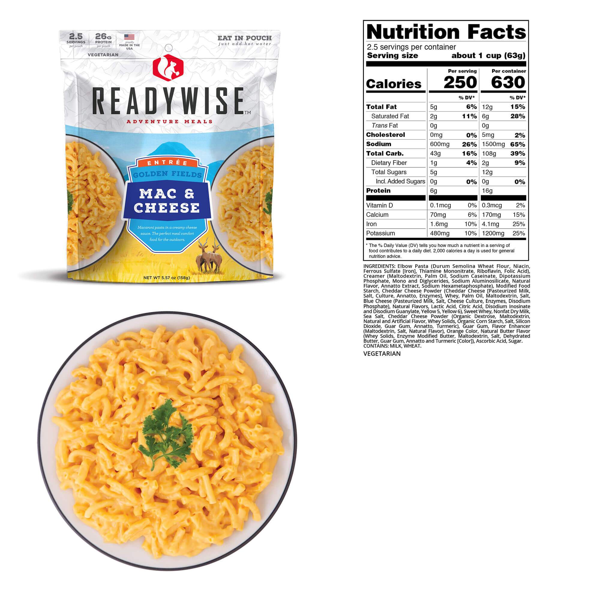 Readywise Adventure Meals Golden Fields Mac & Cheese MRE Macaroni Camping recipe food hiking