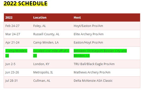 Archery Match Schedule for 2022: 3-D and Target Archery