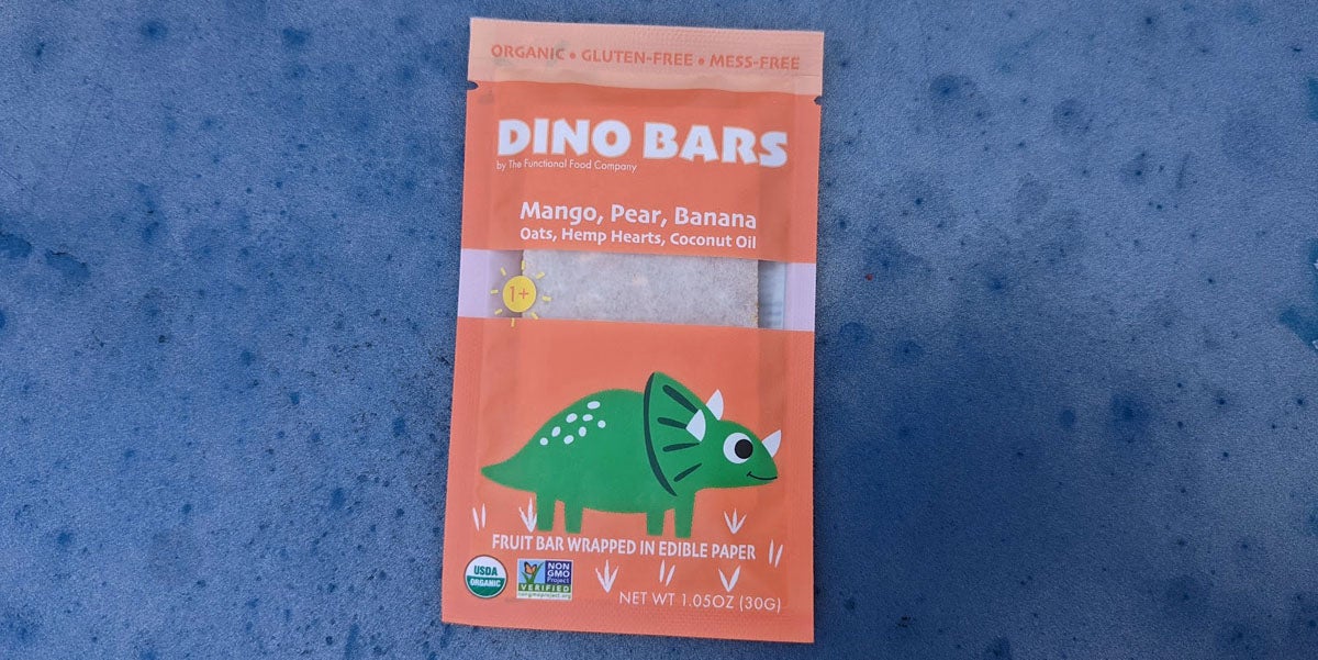 DINO BARS Mango Pear Banana Oats Hemp Hearts Coconut Oil love dino bar made healthy kids love edible paper