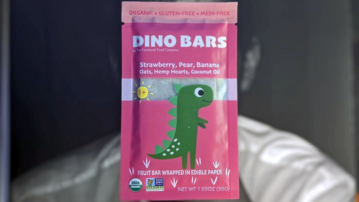 DINO BARS Organic Fruit Bar Kids Strawberry Pear Banana Oats hemp Hearts Coconut Oil snack each dino bar kids snack son loves bars