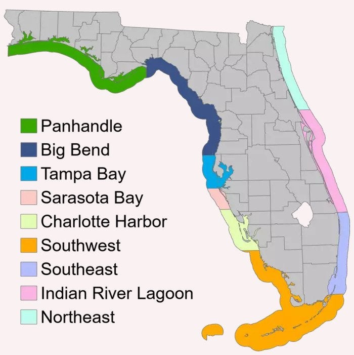 Florida FWC Region Map Redfish