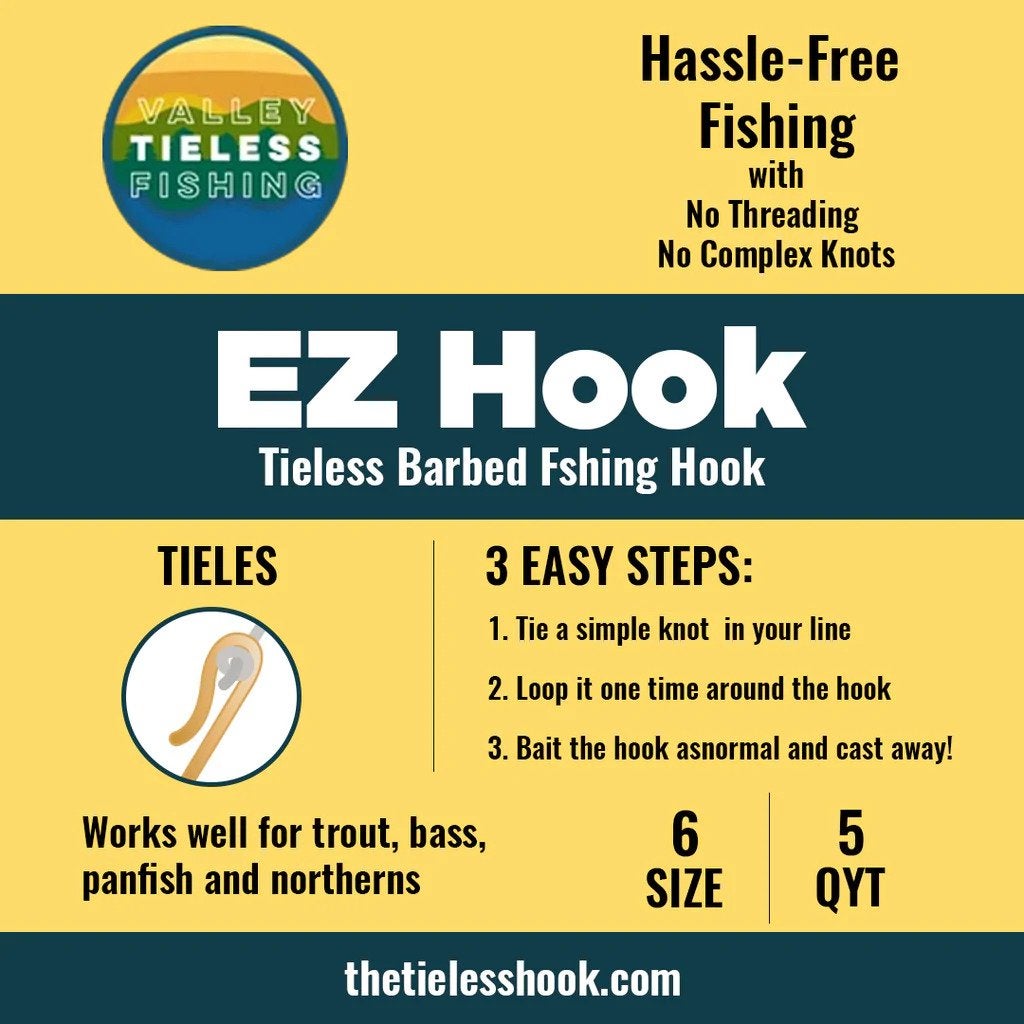 Valley Tieless Fishing Tackle EZ Hook: No Knots No Fuss