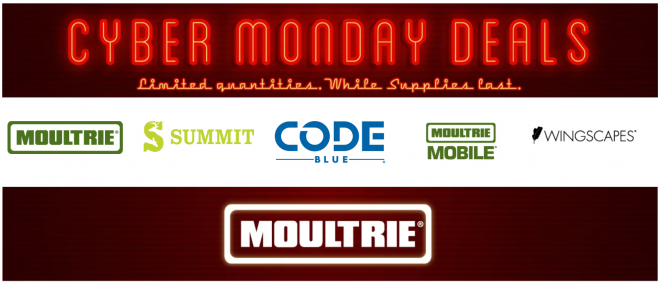 Cyber Monday Sale! Moultrie, Summit Treestands & Code Blue Scents