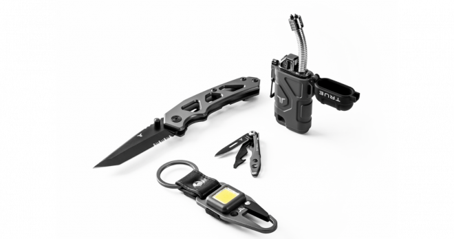 NEW True Tactical Everyday Carry (EDC) Kit: Lighter, Tweezer, Light, Knife