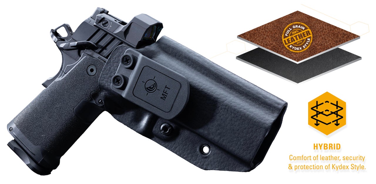 Precision Leather Fit - New MFT Black Leather Hybrid Holsters