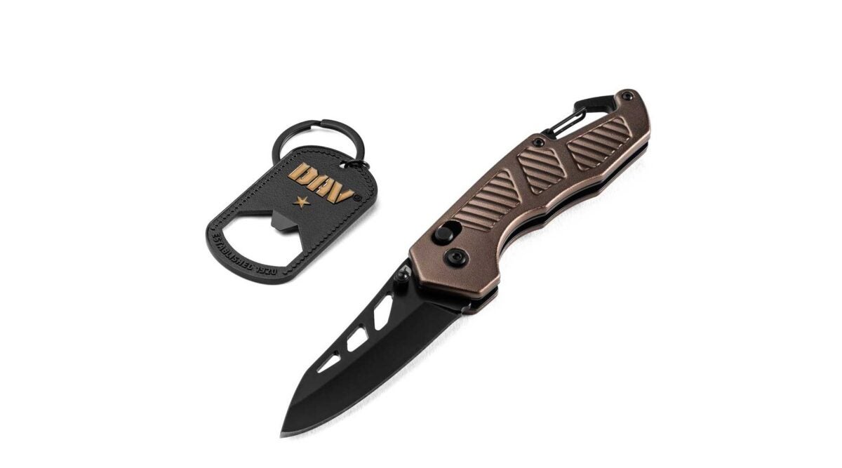 TRUE Flat Dark Earth Duo Kit: 2-Piece Knife & Dog Tag Bottle Opener Set