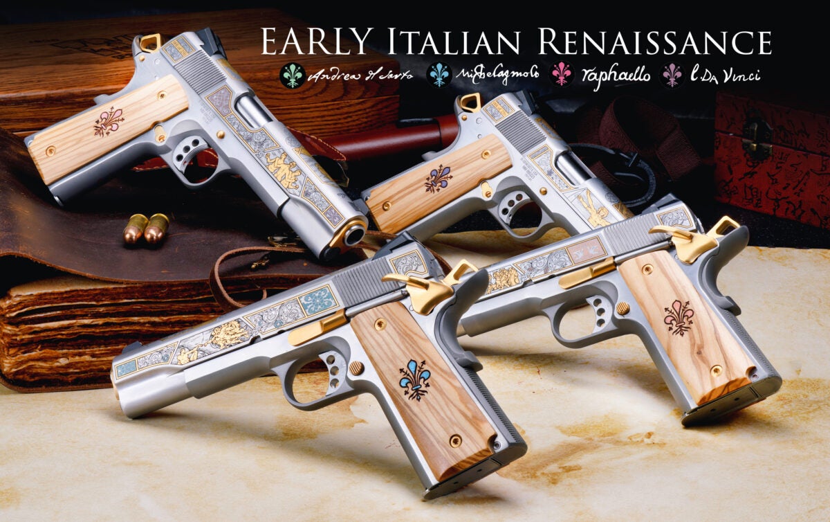 SK Customs “Gold Series,” Early Italian Renaissance, Springfield 1911s SK Customs “Gold Series,” Early Italian Renaissance, Springfield 1911s