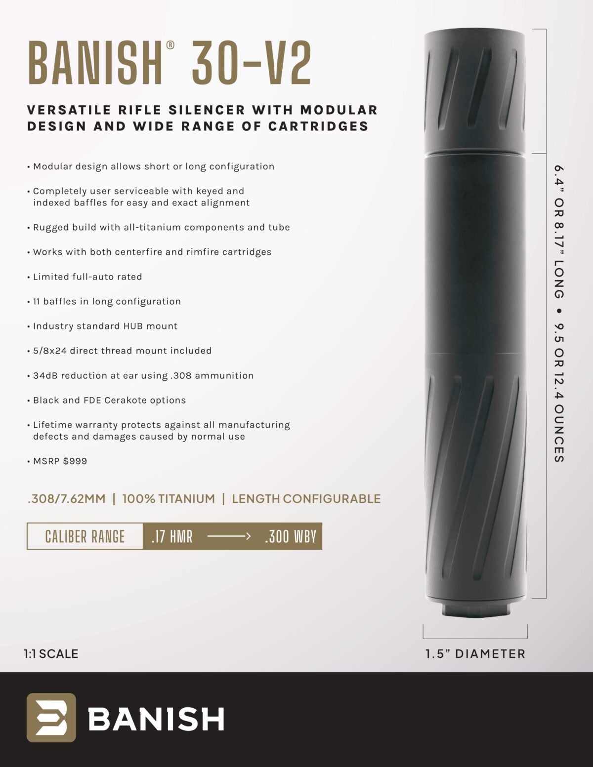 Shorter, Lighter, Quieter than Ever! NEW Silencer Central BANISH 30-V2
