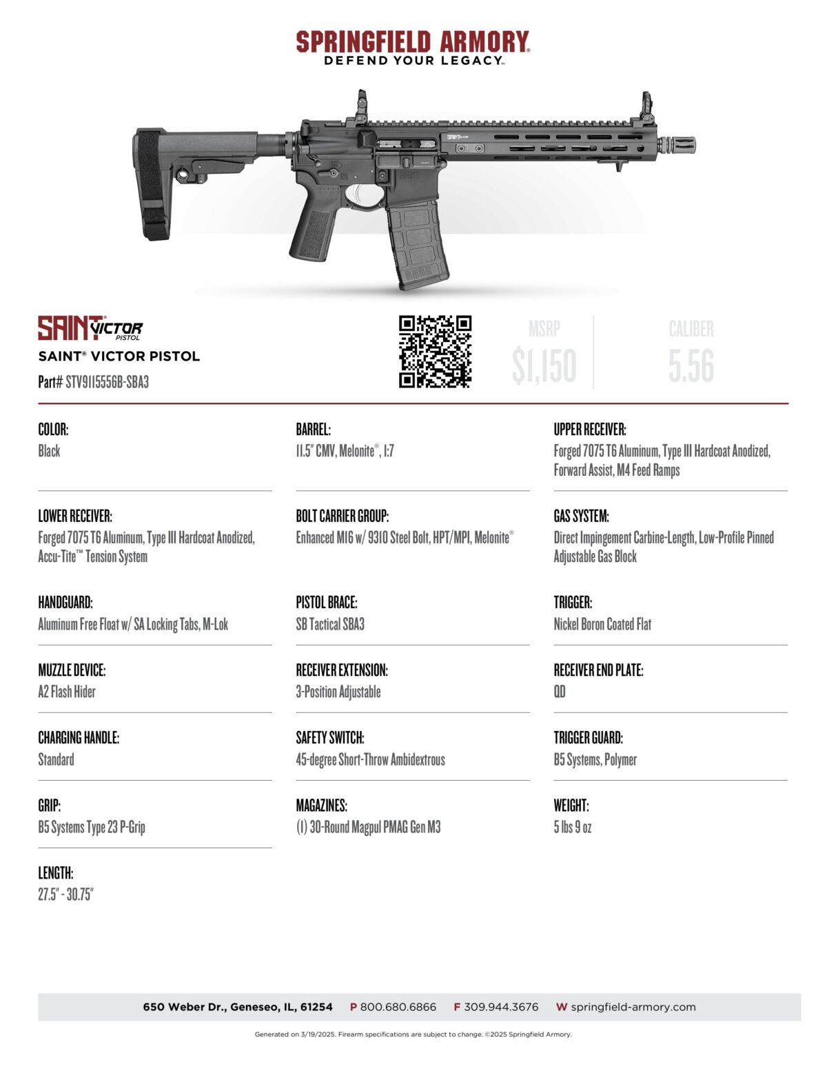 The New and Enhanced Springfield Armory Saint Victor Pistol 5.56 NATO